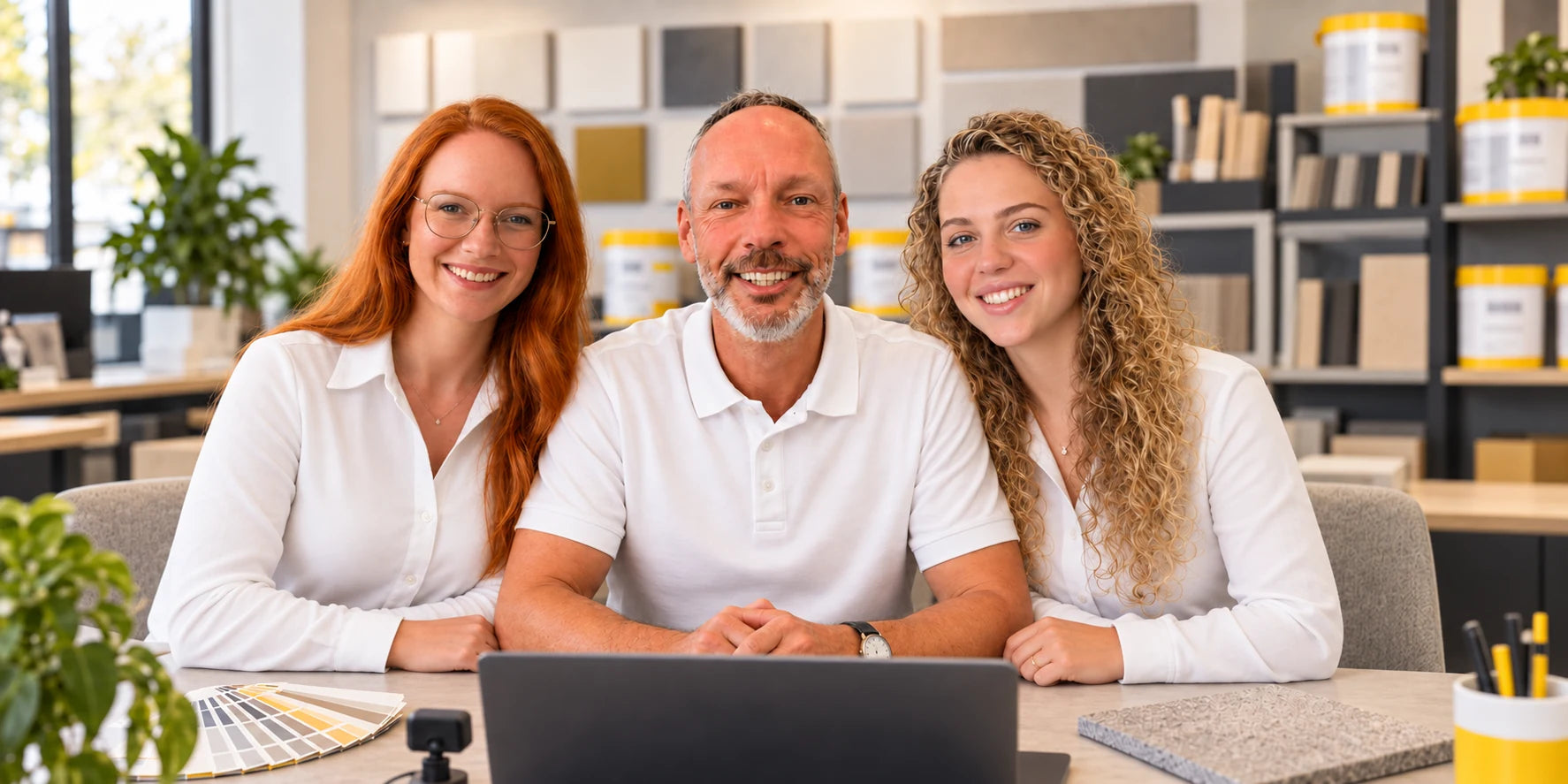 Charleen, Denise und Thomas vom Farbenbote-Team